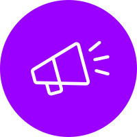 Megaphone Icon with purple background
